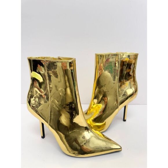 INC International Concepts Boots Size 7 Gold Pointed Toe Stiletto Heels - Picture 9 of 11